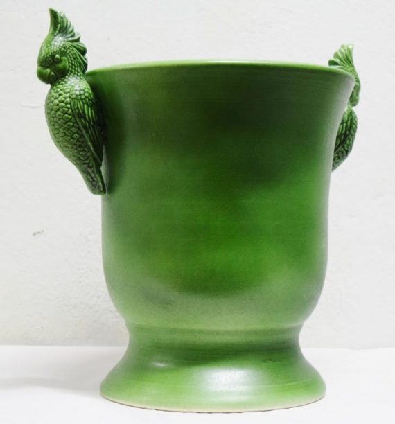 Maceta vintage de cerámica verde