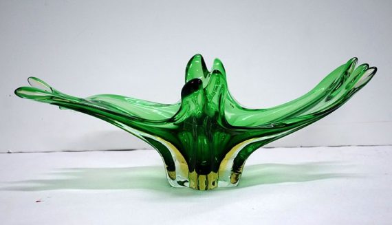 Centro de mesa de cristal de Murano verde