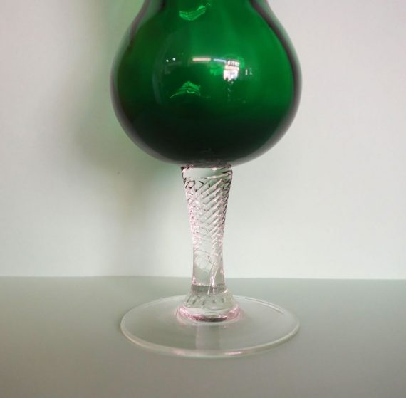 Jarrón vintage de cristal verde