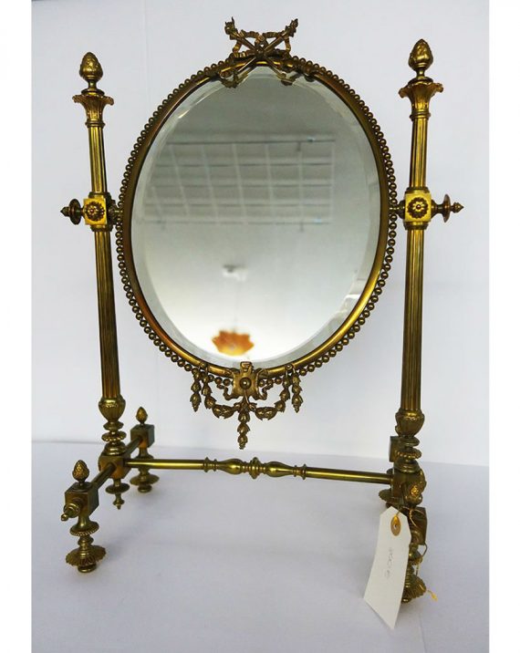 Espejo vintage neoclásico de bronce y metal dorados