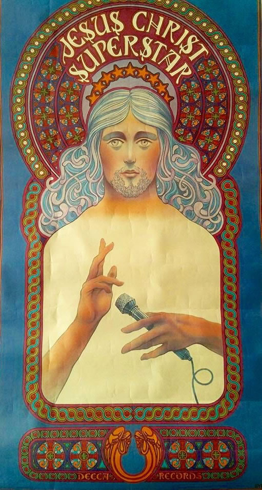 Cartel original Jesucristo Superstar del artista americano David Byrd realizado en el año 1971 para la promoción de la ópera-rock 
