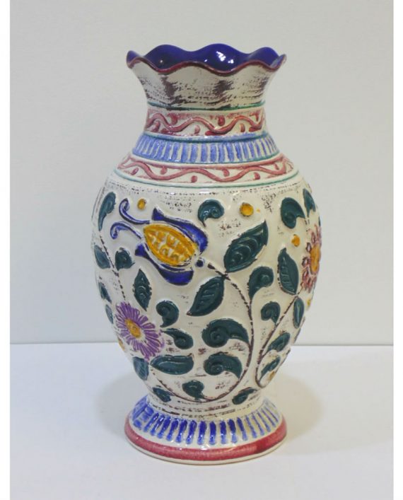 Florero vintage de cerámica esmaltada